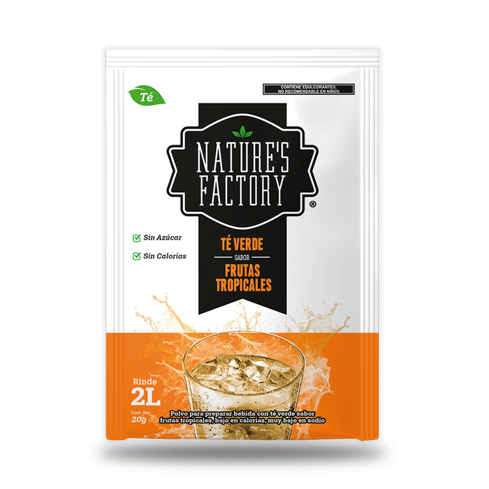Nature’s Factory • Té Verde en Polvo Sabor Frutas Tropicales bajo en Calorías / 10 pzas.