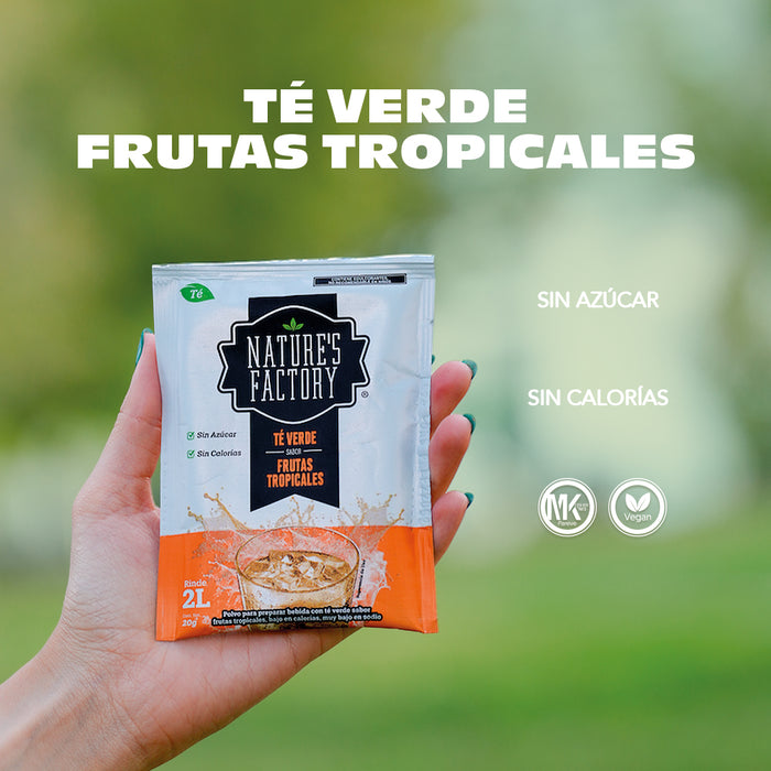 Nature’s Factory • Té Verde en Polvo Sabor Frutas Tropicales bajo en Calorías / 10 pzas.