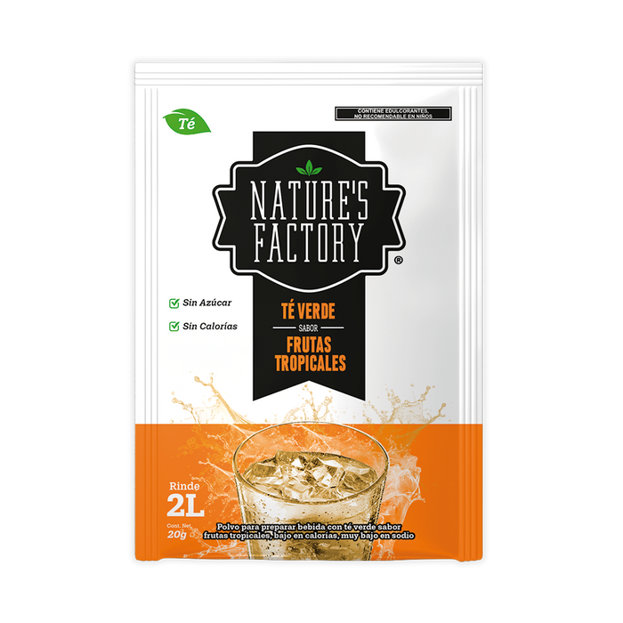 Nature’s Factory • Té Verde en Polvo Sabor Frutas Tropicales bajo en Calorías / 10 pzas.