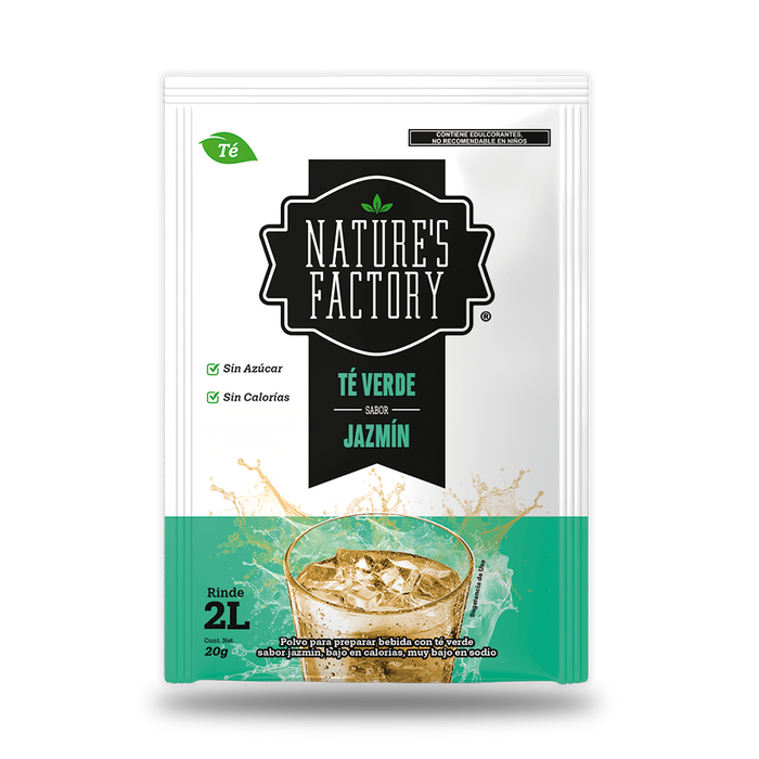 Nature’s Factory • Té Verde en Polvo Sabor Jazmín bajo en Calorías / 10 pzas.