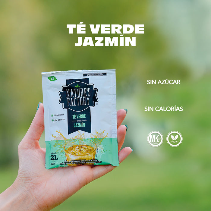 Nature’s Factory • Té Verde en Polvo Sabor Jazmín bajo en Calorías / 10 pzas.