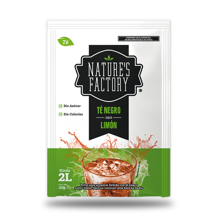 Nature’s Factory • Té Negro en Polvo Sabor Limón bajo en Calorías / 10 pzas.
