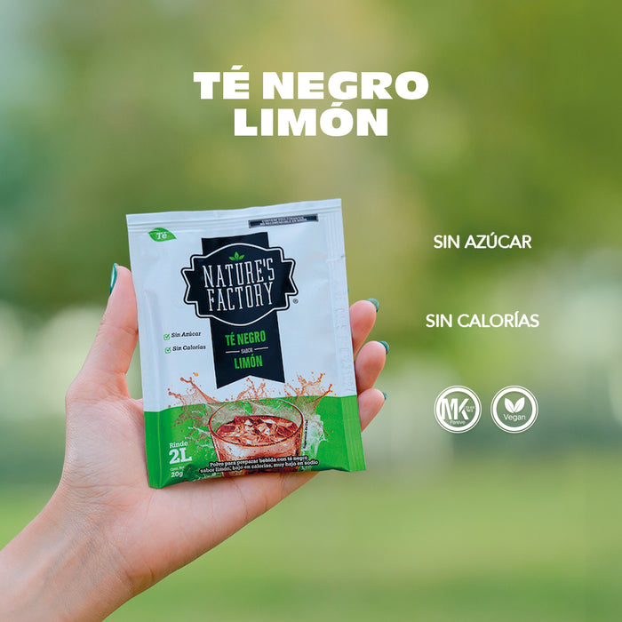 Nature’s Factory • Té Negro en Polvo Sabor Limón bajo en Calorías / 10 pzas.