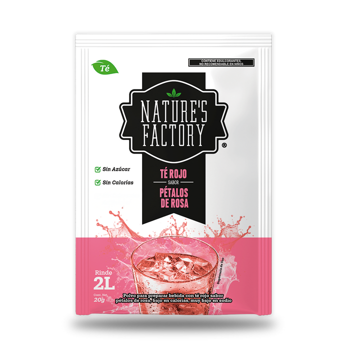 Nature’s Factory • Té Rojo en Polvo Sabor Pétalos de Rosa bajo en Calorías / 10 pzas.