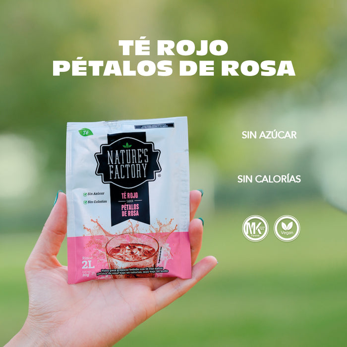 Nature’s Factory • Té Rojo en Polvo Sabor Pétalos de Rosa bajo en Calorías / 10 pzas.