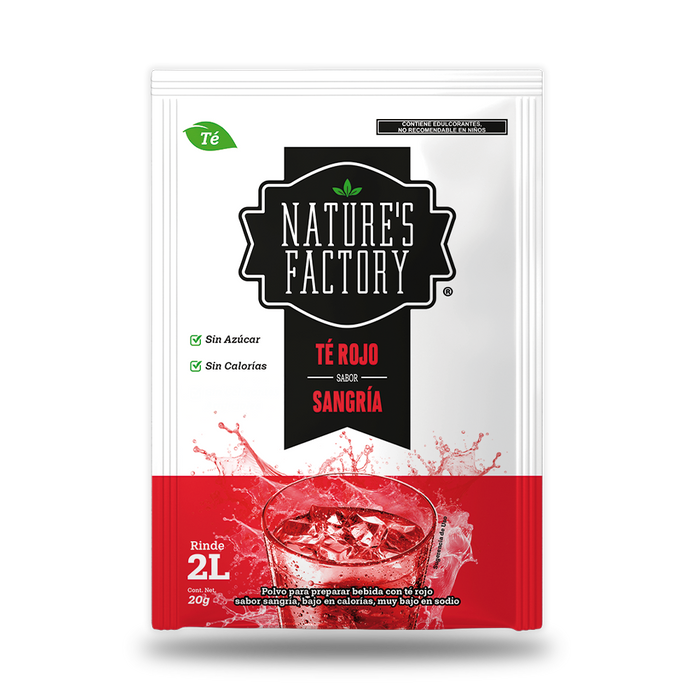 Nature’s Factory • Té Rojo en Polvo Sabor Sangría bajo en Calorías / 10 pzas.