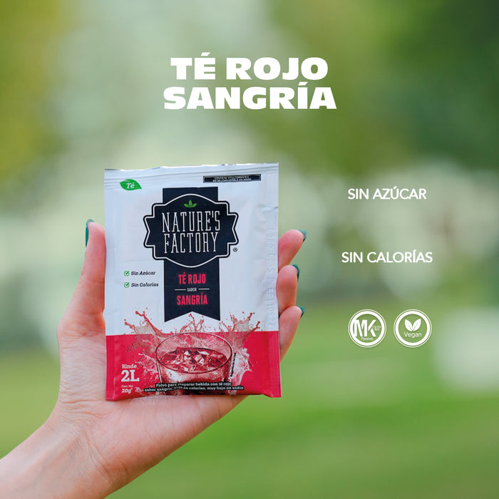 Nature’s Factory • Té Rojo en Polvo Sabor Sangría bajo en Calorías / 10 pzas.