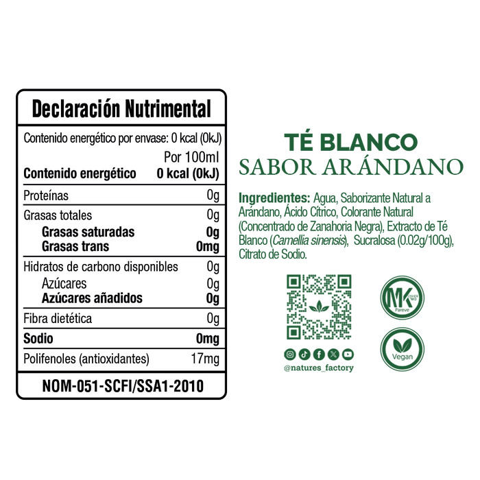 Nature’s Factory • Té Blanco Sabor Arándano Sin Azúcar | 12 piezas