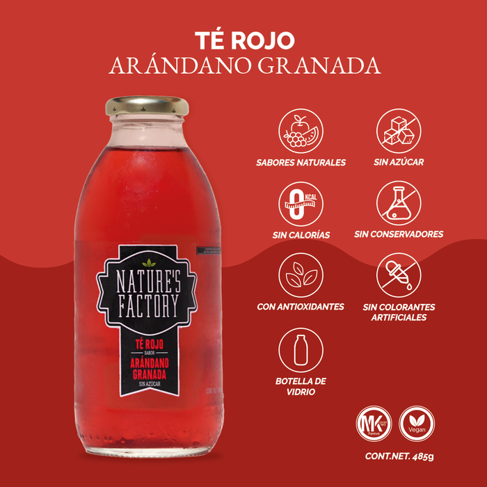 Nature’s Factory • Té Rojo Sabor Arándano Granada Sin Azúcar | 12 piezas