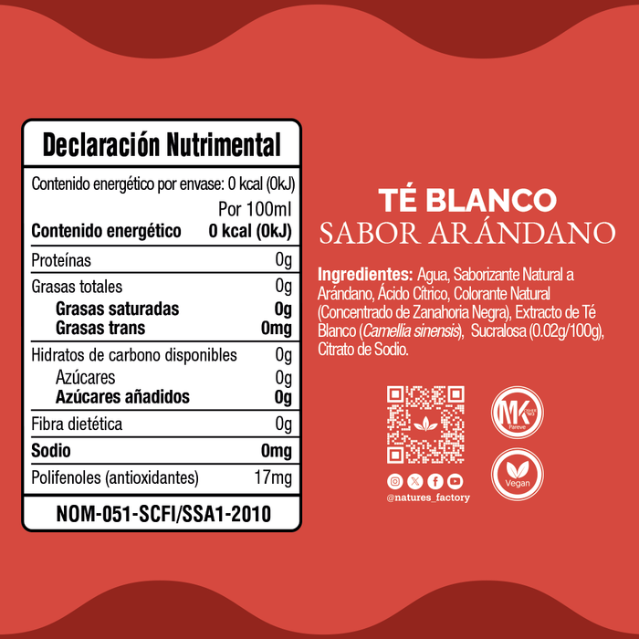 Nature’s Factory • Té Blanco Sabor Arándano Sin Azúcar | 12 piezas