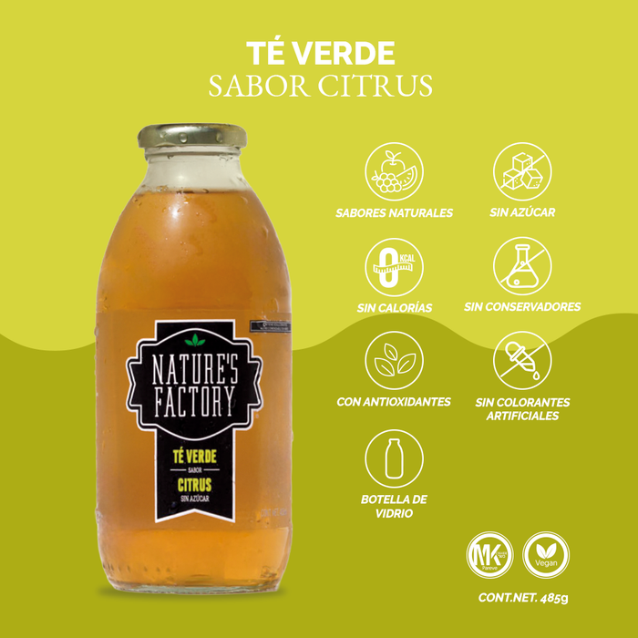 Nature’s Factory • Té Verde Sabor Citrus Sin Azúcar | 12 piezas