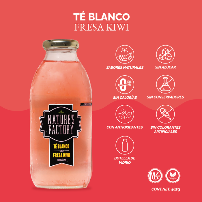 Nature’s Factory • Té Blanco Sabor Fresa Kiwi Sin Azúcar | 12 piezas