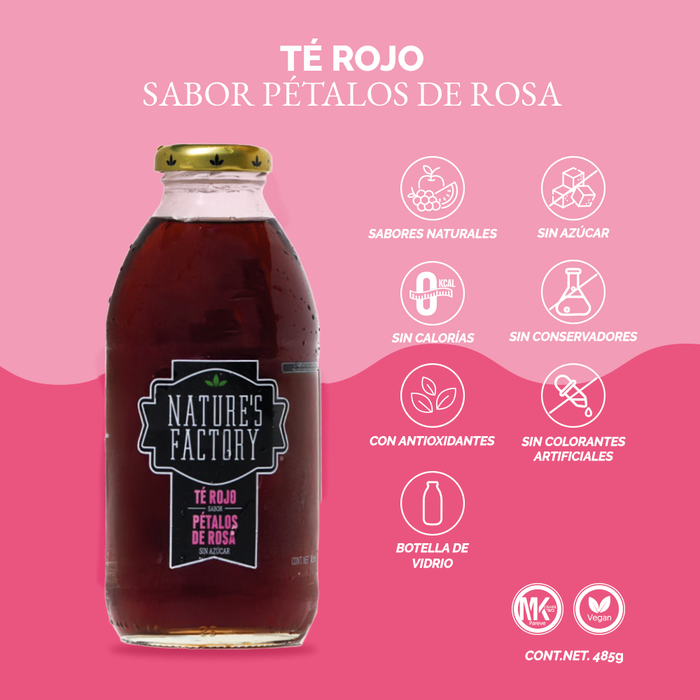 Nature’s Factory • Té Rojo Sabor Pétalos de Rosa Sin Azúcar | 12 piezas