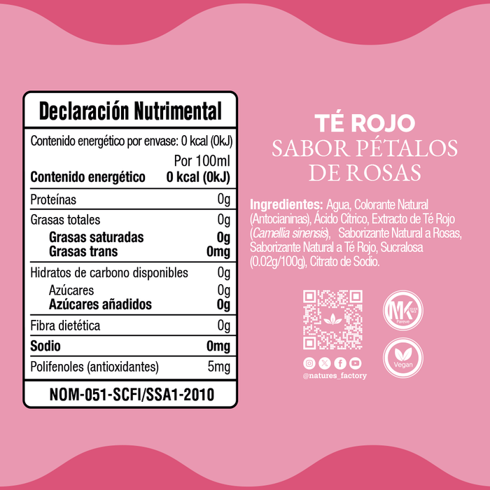Nature’s Factory • Té Rojo Sabor Pétalos de Rosa Sin Azúcar | 12 piezas