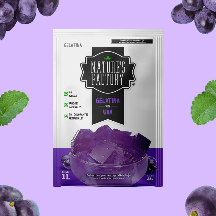 Nature’s Factory • Gelatina en Polvo sabor Uva / Pack de 10 pzas