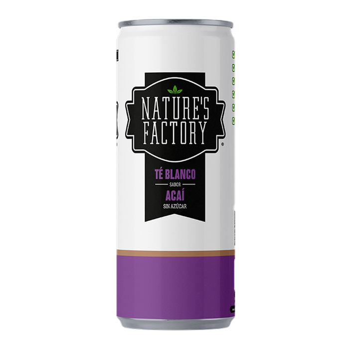 Nature’s Factory • Té Blanco Sabor Acaí Sin Azúcar en Lata | 12 piezas