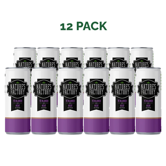Nature’s Factory • Té Blanco Sabor Acaí Sin Azúcar en Lata | 12 piezas